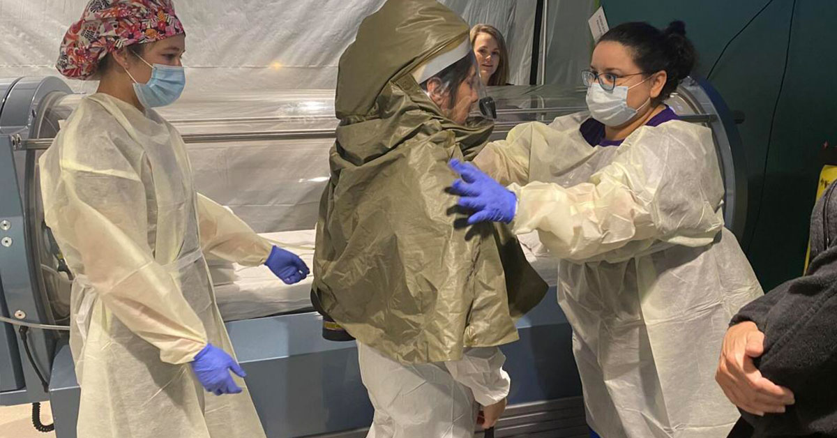 Hyperbaric oxygen therapy for wound care being used to treat some COVID